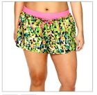 City streets woven pull-on shorts M Neon Green Pink geo 4" polyester NWT $30