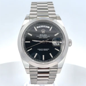 Rolex Day-Date Platinum Reference 228206 Black Index 2020 with Service Card - Picture 1 of 7