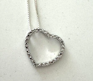 925 Sterling Silber Herz Halskette ziseliert offen Herz Anhänger Halskette glänzend - Bild 1 von 3