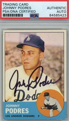 1963 Topps Johnny Podres Signed Auto PSA/DNA L.A. Dodgers    ID:375609 - Image 1 of 2