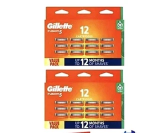 2 x Gillette Fusion 5 Blade Cartridges 12 Pack Razor Blades - Picture 1 of 1