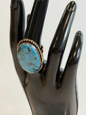 Big Turquoise And Copper Ring Size 8 - New - Image 1 of 4