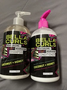 Bella Curls Moisturizing + Nourishing Shampoo Coconut + Conditioner Honey 12 Oz - Picture 1 of 2