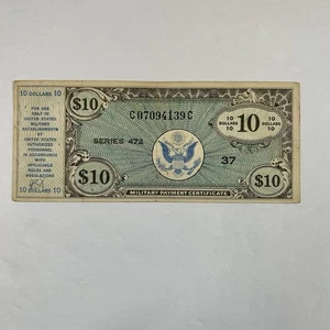 Military Payment Certificate, $10 Series 472 RARE CIRCULATED - Picture 1 of 8