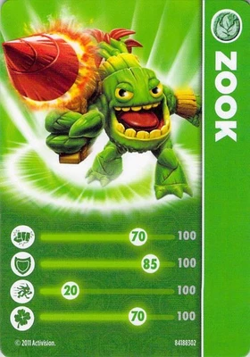 VTG Skylanders Spyro's Adventure Card Zook Life Element 2011 TCG 2011 Activision Foto 1 de 2