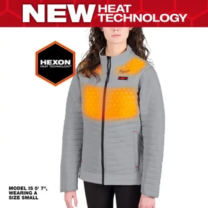 Women'S Small M12 12V Lithium-Ion Cordless AXIS Gray Heated Jacket Kit with (1)  - Picture 1 of 12