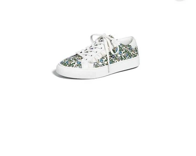 Tory Burch Sport 女式 5.5 码皮革花卉荷叶边低帮运动鞋白色 — 第 1/4 张图片