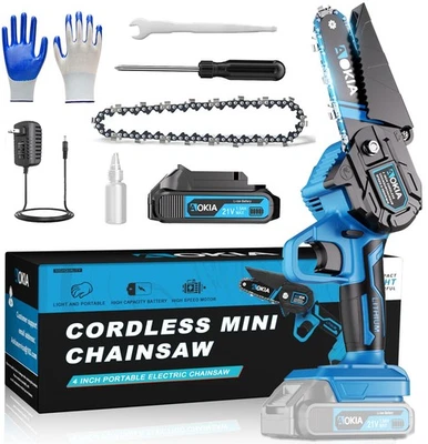 Cordless Mini Chainsaw 21V,4In Electric Chainsaw,Handheld & Portable Power Ch... - Image 1 of 4
