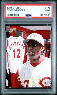 PSA 9 MINT 1994 STUDIO DEION SANDERS #172 REDS 79368 B137 - Image 1 of 2