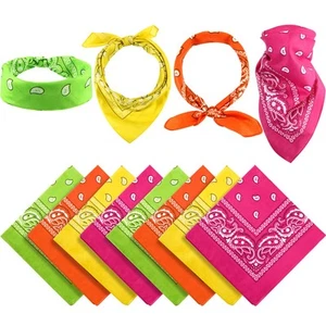 12 Pieces Paisley Bandanas Cowboy Bandanas Unisex Print Head Wrap Scarf Wrist... - Picture 1 of 7