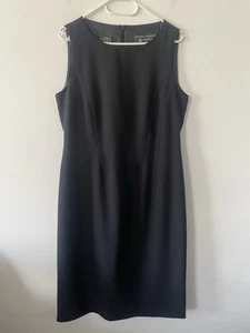 Ladies Laura Ashley Vintage Pure New Wool Sheath Black Dress Size 14 Formal - Picture 1 of 11