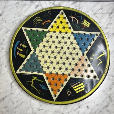 Vintage Pressman Toy Corp Chinese Checker Board Round Metal Multicolor 1153 USA - Image 1 of 4