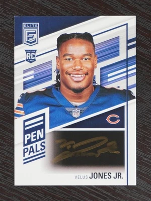 Velus Jones Jr. 2022 Donruss Elite Pen Pals Rookie FOTL Black Gold Auto RC Bears - Image 1 of 2