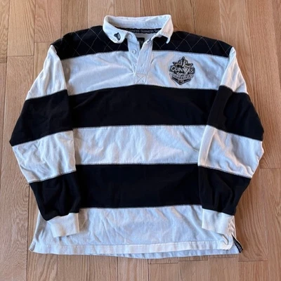 Polo de rugby grande de algodón Guinness negro blanco a rayas manga larga para hombre Foto 1 de 4