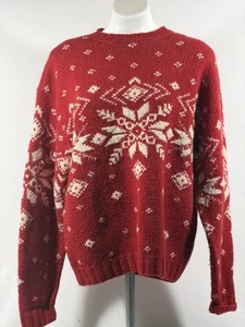 J Crew Hand Knit Snowflake Sweater Mens Medium 100% Wool Long Sleeve Pullover - Bild 1 von 24