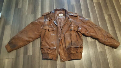 Adam Spencer мужской размер 40 молнии коричневая кожаная куртка-бомбер - Изображение 1 из 4
