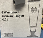 6 Warsteiner .2L Beer Glasses Gold Trim Family Tradition New