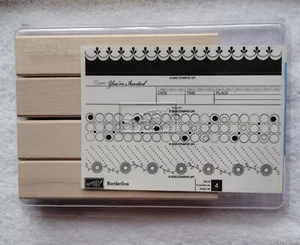 Juego de 4 estampillas de goma Stampin Up BORDERLINE de 2005 - Imagen 1 de 2
