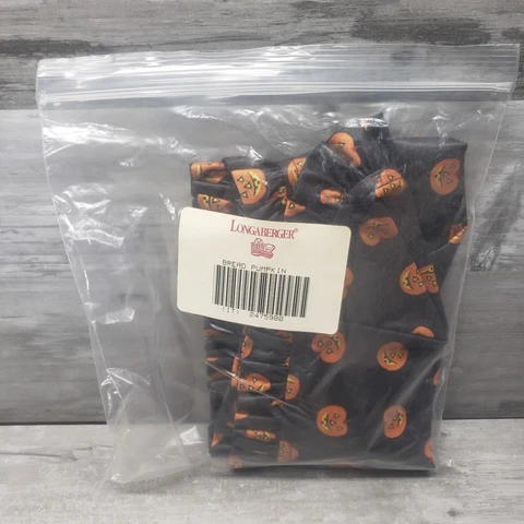 Longaberger BREAD Basket Liner - Pumpkin Black Orange Halloween New In Package Cover