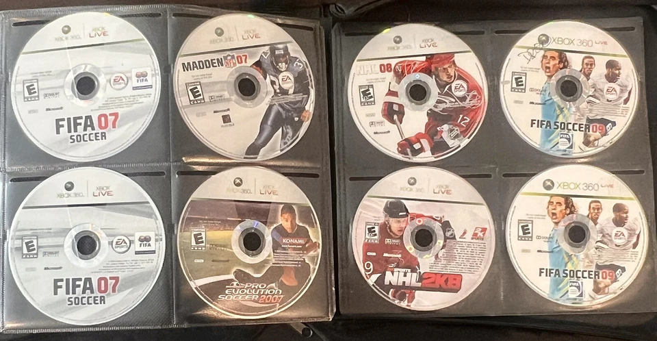 Lot of 8 XBox 360 Disc Only: FIFA 07, FIFA 09, NHL 08, NHL 2K8, MADDEN 07 TESTED - Image 1 of 3
