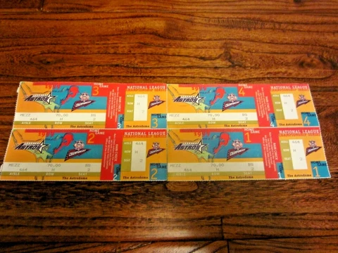 1999 Houston Astros "Phantom" NLCS Full Ticket Set of 4 Astrodome Final Season Cover
