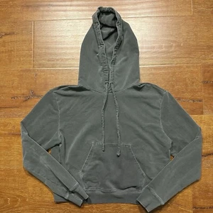 The Risolve Hoodie Womens S Gray Cropped Acid Wash Sweater Alt City USA Made - Picture 1 of 10