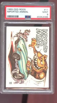1969 Donruss Odd Rods #11 Imported Animal PSA 9 Graded Sticker Card Odd Rod MINT - Image 1 of 2