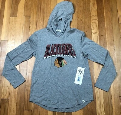 '47 Chicago Blackhawks Sudadera con Capucha Camisa Mujer Pequeña Gris Manga Larga Algodón Hockey Foto 1 de 4