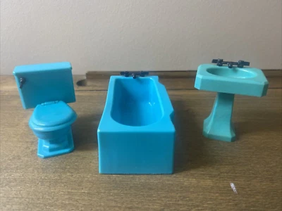 De Colección Renwal Baño Azul Teal T95 Lote de 3 Fregadero de Inodoro Bañera Hecho en EE. UU. Foto 1 de 4