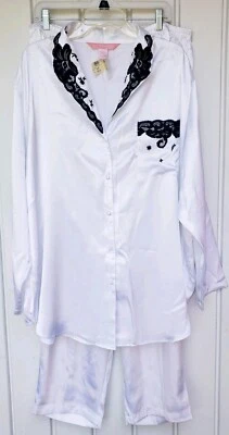 Juego de pijama vintage de satén talla grande Solange talla 22/24 NUEVO blanco negro  Foto 1 de 4