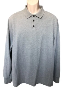 Camisa polo manga larga St. John's Bay Legacy talla L gris mezcla de algodón para hombre - Imagen 1 de 5