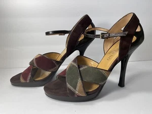 Valentino Garavani Sandals suede heels colorblock multi 37.5/7 - Picture 1 of 9