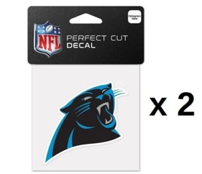 Lote de 2- NFL Carolina Panthers CALCOMANÍA CORTE PERFECTO 4"x4" pegatina coche camión Foto 1 de 4