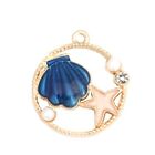3 ROSE Gold Bead Rhinestone Pearl Blue Clam Shell Starfish Drop Charms Pendants