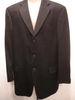 Arnold Brant Colombo Men 44L 44T 100% Cashmere Black Suit Jacket Blazer 3-Button - Image 1 of 4