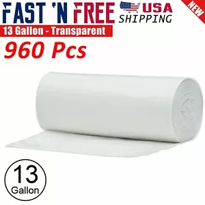 960 Strong 13 Gallon Commercial Kitchen Trash Bag 13 Gal Garbage Bag Yard Clear - Picture 1 of 1