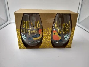 TMD Holdings Stemless Wine Glasses Set Of 2 - 22 FL. Oz. Glasses.  Friends - Picture 1 of 7
