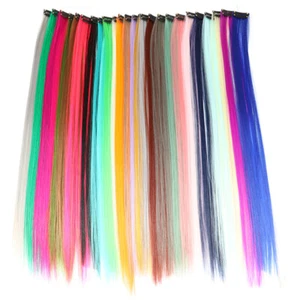 False Hair Highlight Wig Hair Synthetic Hair Clip On Hair Hanging 55cm 25 Colo ) - Picture 1 of 33