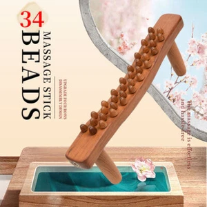 Handheld 34-Bead Wooden Massage Stick | Body Massager, Relaxation & Guasha Tool - Picture 1 of 7