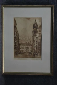 Litografía, Innsbruck, sepia, desconocida. firmado - Imagen 1 de 3