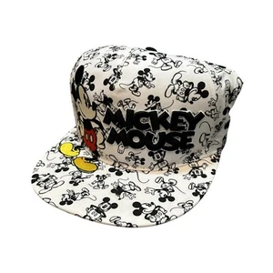 Mickey Mouse Disney All Over Print Embroidered Snapback Hat Black White NWT - Picture 1 of 9