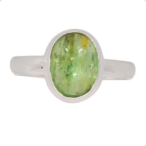 Natural Cabochon Mint Green Kyanite - India 925 Silver Ring Jewelry s.8 CR61999 - Picture 1 of 1