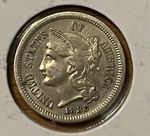 1882 Three cent nickel, AU, scarce date - Picture 1 of 2