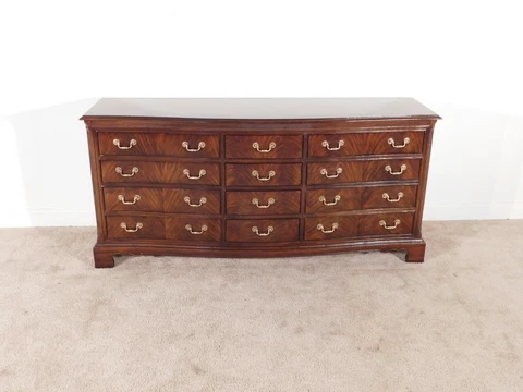 VINTAGE Drexel Heritage Serpentine 12 Drawer Mahogany Chippendale Long Chest Cover