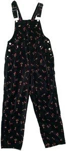 GIRLS BLACK FLORAL VELVET OVERALLS Size 10 - 30" around x 41" Long OLD NAVY - Picture 1 of 12