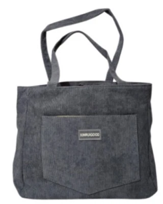 Xinruigood Large Women Chic Dark Gray Solid Corduroy Shoulder Travel Bag - NEW - Image 1 of 4