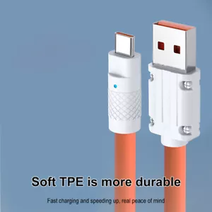 120W 6A Super Fast Charging Type C Liquid Silicone USB Cable 1M For Samsung IOS - Photo 1 sur 16