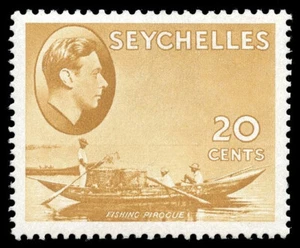 Seychelles 1938 KGVI 20c brown-ochre "HANDKERCHIEF" FLAW superb MNH. SG 140ba. - Picture 1 of 1