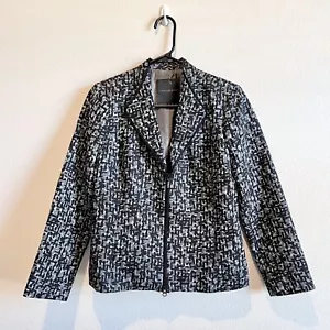 Classiques Entier Gray Black Silk Lined Full Zip Coat Jacket Women’s Medium EUC - Picture 1 of 11