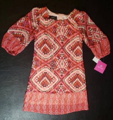 Amy Byer 女孩粉色雪纺蛋糕连衣裙 - 尺寸 7 - 带项链 - 全新带标签 - 零售 58 美元 — 第 1/4 张图片